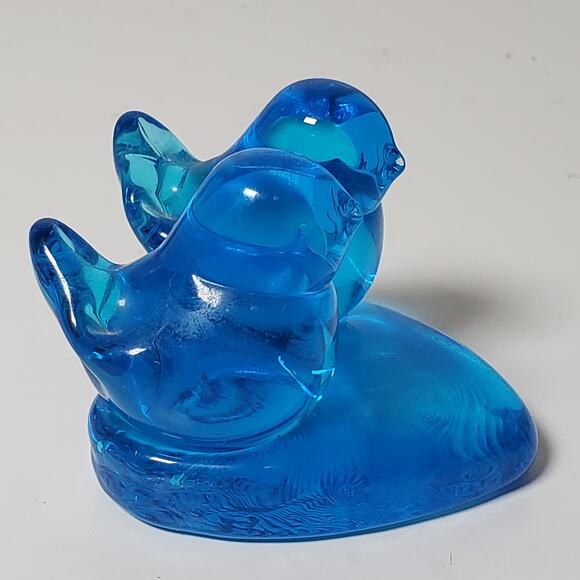 Bluebird Of Happiness Heart Love Bird Glass Statue Bright Blue Figurine Vtg 90s - Picture 4 of 10